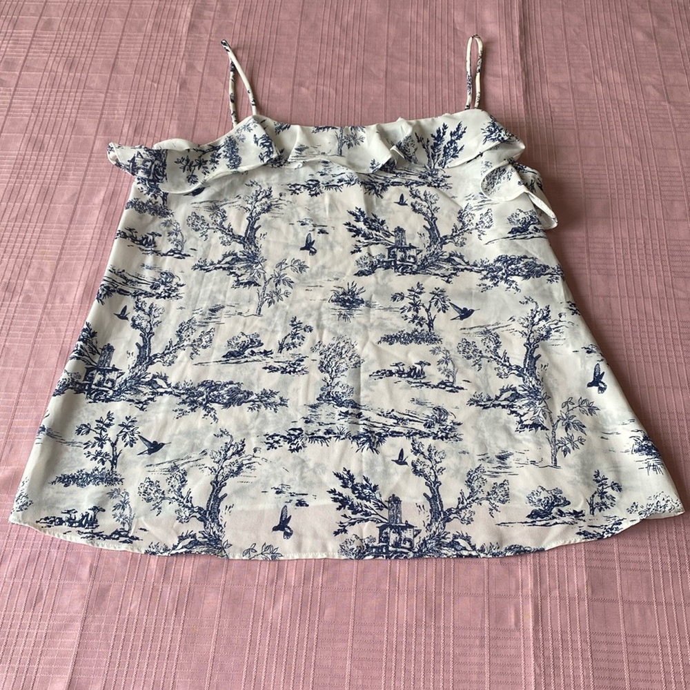 Bar III Spaghetti Strap Top-Blue and White